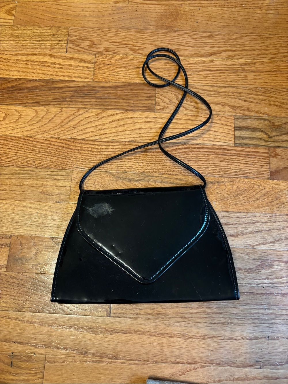 Black Patent Envelope Crossbody Bag - Women's Shoulder Purse